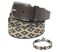 PELPE - Argentine leather belt, with matching string and leather bracelet. Belt embroidered on leather, for men and women. Argentine Polo Belts