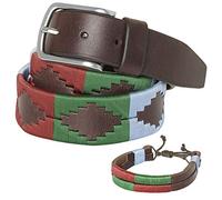 PELPE - Argentine leather belt, with matching string and leather bracelet. Belt embroidered on leather, for men and women. Argentine Polo Belts