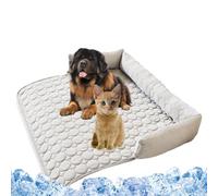 Pelsbarn Cooling Bed mit Ice Silk, Selbstkühlendes Sofa für Hunde, Atmungsaktive Cooling Mat für große & kleine Hunde, Rutschfest, Waschbar, auch als Hundebett fürs Auto (Gray, 90 * 90cm)