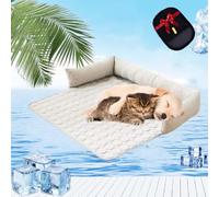 Pelsbarn Cooling Bed, Pelsbarn Cooling Mat for Dogs, Self Cool Dog Sofa, Non-Slip Bottom, Dog Couch Bed for Sofa, Floor, Car (Grey,L)