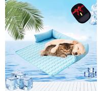 Pelsbarn Cooling Bed, Pelsbarn Cooling Mat for Dogs, Self Cool Dog Sofa, Non-Slip Bottom, Dog Couch Bed for Sofa, Floor, Car (Blue,L)