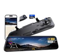 Pelsee S12 Pro 4K Rear View Mirror Camera with STARVIS 2 Sensor, 5.8GHz WiFi Mirror Dash Cam Front and Rear, Smart Driving ADAS and BSD, 1080P Backup Camera with WDR, Voice Control, 64G Meomory Card