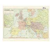 Peltier 1914 Political Map Europe French Language Premium Wall Art Canvas Print 18X24 Inch