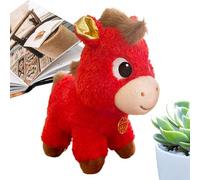 Peluche Cheval 2026 - Mascotte Année Du Cheval En Peluche Rouge, Cadeau D'Entreprise Pour Nouvel An | Décoration De Table, Étagère Ou Bureau, 17cm/24cm/32cm