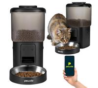 Peluvio Crispy Wi-Fi Automatic Cat & Dog Feeder with WiFi, App Control, Cat Feeder with Timer, Portion Control Up to 10 Meals, Cat Food Dispenser for Food 5-15 mm, Battery Backup, Stainless Steel Bowl