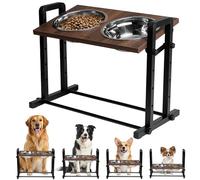 Peluvio Misty Raised Dog Bowls with Stand, Adjustable Height for Comfortable Feeding, Stable Metal Frame, Easy Clean 304 Stainless Steel Inserts, Neat Dog Feeding Station, Height 14-32 cm, 2 x 1200 ml