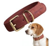 Peluvio Rexor Genuine Cowhide Leather Dog Collar, Adjustable Dog Collar with Copper Buckle, Strong and Comfortable Dog Collar, Wear-resistant and Durable, Small, Medium, Large Dogs (M, Brown)