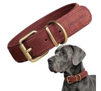 Peluvio Rexor Genuine Cowhide Leather Dog Collar, Adjustable Dog Collar with Copper Buckle, Strong and Comfortable Dog Collar, Wear-resistant and Durable, Small, Medium, Large Dogs (XL, Brown)