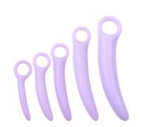 Pelvic Floor Training Set with Five Curved Silicone Dilators for Women, Medical Stretcher Expander for Gentle Vaginal Stretching, Graduated Sizes 1 to 5 for Exercise Program (Purple, One Size)