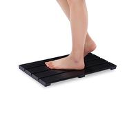 PELYN Bamboo Wooden Mini Bath Shower Mats for Small Bathroom, Small Bamboo Wood Bathroom Floor Mat, Sturdy and Easy to Clean(15.8 x 10.2 Inch)