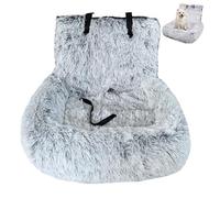 pelzbarn Dog Bed for Car, Pelzbarn Car Seat, Funny Fuzzy Dog Bed Cars Seat, Fluffy Safety Seats for Large Small Dogs, Pets Beds for Travel With Thick Cushion (Gradient light gray,S)