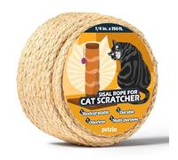 Pelzin Natural Sisal Rope for Cat Scratcher 1/4 Inch by 150 Feet, Cat Tree Rope Twine for Cat Scratching Post Replacement, Cat Tower with Scratch Post Repairing, Replace, Recovering and DIY, Natural