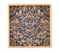 PEMAR 12.2" Square Bamboo Serving Tray with Handle for Foods & Drinks, Rectangular Breakfast Lap Trays Wooden Decorative Platters for Coffee Table, Bed Eating (Damask)