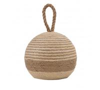 PEMAR Natural Wicker Door Stopper with Handle, Rustic Farmhouse Decorative Door Stop, Heavy Indoor Doorstop, Nautical Blocker Jammer 6.3''D Sphere Ball Shape (Jute)