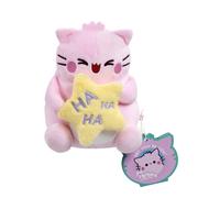 Rainbow Designs Pembe Laughing Pink Cat Soft Toy, 15cm Kawaii Plush holding Star, Cute Collectable Gift for Kids & Adults, Soft Fabric Stuffed Animal, Positive & Uplifting Small Plushie