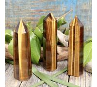 PEMBREY Tiger's Eye Crystal Tower - Natural Polished Gemstone Point with Golden Brown Chatoyancy, Healing Crystal Obelisk for Meditation, Reiki, Chakra, Home Decor and Gift - 8-9 cm