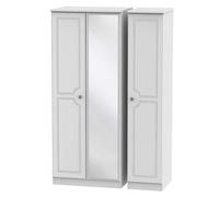 Welcome Furniture Ready Assembled Pembrey Triple Mirrored Wardrobe - White