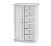 Pembroke Tall Wardrobe White 1 Door 5 Drawers 77cm