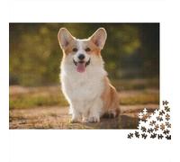 Pembroke Welsh Corgi 1000 Piece Adult Jigsaw Puzzle - Fun And Challenging Family Game, A Corgi Stands on Grass Tongue Out Great Gift Idea 70x50cm/1000pcs