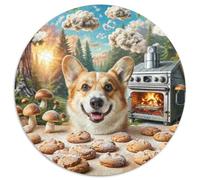 Pembroke Welsh Corgi 1000 Piece Circular Puzzle Animals Pets Cute Premium Relaxing Puzzle Stress Relief Home Decor Educational 1000pcs (67.5x67.5cm)