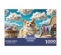 Pembroke Welsh Corgi 1000 Piece Jigsaw Puzzles Fun Challenging Modern Pet Dog Educational Game Perfect for Relaxation Suitable for Children & People Aged 14+ 38x26cm/1000pcs
