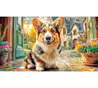 Pembroke-Welsh-Corgi 1000 Pieces Puzzle for Adults Recycled Paper Fun and Challenging Family Game Great Gift Idea for Wall Decoration and Gifts 38x26/1000pcs