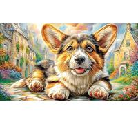 Pembroke-Welsh-Corgi 1000Pc Recycled Paper Jigsaw Puzzle Fun and Challenging Family Game for Adults Educational Game Challenge for Relaxation, Creativity & Gift Giving 38x52/1000pcs