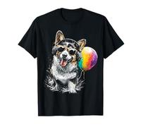 Pembroke-Welsh-Corgi Dog Balloon Sunglass Headphone Motif T-Shirt