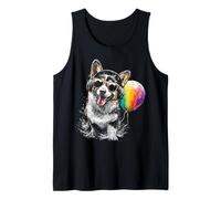 Pembroke-Welsh-Corgi Dog Balloon Sunglass Headphone Motif Tank Top