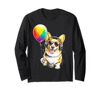 Pembroke-Welsh-Corgi Dog Headphone Sunglass Balloon Art Long Sleeve T-Shirt