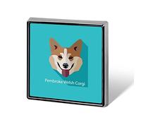 Pembroke Welsh Corgi Dog On Turquoise Square Badge Smooth Surface Lapel Tie Pin, Lightweight Badge for Women Men Office Worker Nurse Teacher Student Shirts Backpack