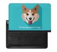 Pembroke Welsh Corgi Dog On Turquoise Women's Passport Protector, Men's Passport Protector, PU Travel Passport Protector for Women Men Worker 5.8 x 3.9 x 0.4 inch