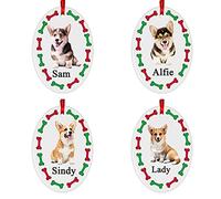 Pembroke Welsh Corgi Dog Personalised Oval Shaped Personalised Christmas Tree Bauble - With the name of your choice - 4 Different Designs Available At Customisation Point
