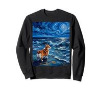 Pembroke Welsh Corgi Dog Starry Night Beach Artwork Sweatshirt