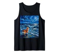 Pembroke Welsh Corgi Dog Starry Night Beach Artwork Tank Top
