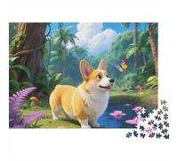 Pembroke Welsh Corgi Jigsaw 1000 Piece Challenge Toys for Adults Kids Cute Pet Impossible Jigsaw Puzzles Educational Game Home Decoration 1000pcs (75x50cm)