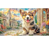 Pembroke-Welsh-Corgi Jigsaw Puzzle 1000 Piece Recycled Paper Great Gift Idea Challenging Puzzles for Relaxation, Creativity & Gift Giving for Adults 38x26/1000pcs