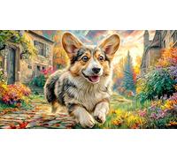 Pembroke-Welsh-Corgi Jigsaw Puzzle 1000 Piece Recycled Paper Great Gift Idea Challenging Puzzles for Relaxation, Creativity & Gift Giving for Adults 38x26/1000pcs