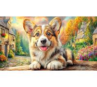 Pembroke-Welsh-Corgi Jigsaw Puzzle 1000 Piece Recycled Paper Great Gift Idea Challenging Puzzles for Relaxation, Creativity & Gift Giving for Adults 38x52/1000pcs