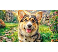 Pembroke-Welsh-Corgi Jigsaw Puzzle 1000 Pieces Recycled Paper Educational Games Great Gift Idea for Adults and Kids Age 12 Years Up Beautiful Decoration Puzzle 38x26/1000pcs