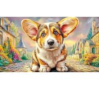 Pembroke-Welsh-Corgi Jigsaw Puzzle 1000 Pieces Recycled Paper Educational Games Great Gift Idea for Adults and Kids Age 12 Years Up Beautiful Decoration Puzzle 38x26/1000pcs
