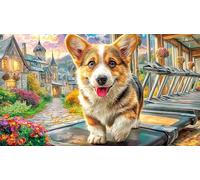 Pembroke-Welsh-Corgi Jigsaw Puzzle 1000 Pieces Recycled Paper Educational Games Great Gift Idea for Adults and Kids Age 12 Years Up Beautiful Decoration Puzzle 38x26/1000pcs