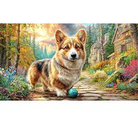Pembroke-Welsh-Corgi Jigsaw Puzzles 1000 Pieces Educational Game Challenge Fun and Challenging Family Game for Women, Gifts for Men for Relaxation 38x52/1000pcs