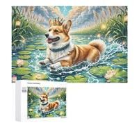 Pembroke Welsh Corgi Jigsaw Puzzles Puzzles for Adults Kids. 1000 Pieces Cute Pet Great Gifts Challenge Toy Educational Games Home Decoration for Adults& Kids Age 14 Years Up 1000 PCS