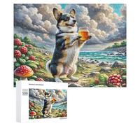 Pembroke Welsh Corgi Jigsaw Puzzles Puzzles for Adults Kids. 500 Pieces Cute Pet Great Gifts Challenge Toy Educational Games Home Decoration for Educational Games Gifts 500 PCS