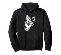 Pembroke Welsh Corgi Portrait Black and White Dog Lover Pullover Hoodie