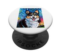 Pembroke Welsh Corgi Portrait Starry Night Dog Artwork PopSockets Adhesive PopGrip