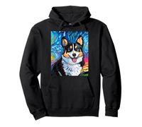 Pembroke Welsh Corgi Portrait Starry Night Dog Artwork Pullover Hoodie