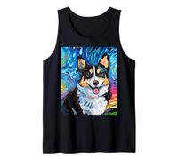 Pembroke Welsh Corgi Portrait Starry Night Dog Artwork Tank Top