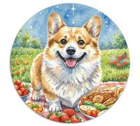 Pembroke Welsh Corgi Puzzle 1000 Piece Jigsaw Good Friend Partner Pet Circular Jigsaws Adults Kids Puzzles Games Home Decoration Adult Educational Games Inspirational 1000pcs (67.5x67.5cm)